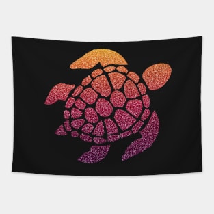 Dark Sunset Ombre Faux Glitter Turtle Tapestry