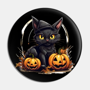 Angry Cat Funny Hallowen Spooky Gift Pin