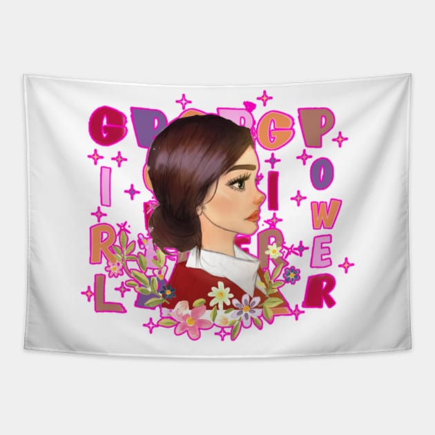 Girl power cute Tapestry by AuraArtDesigner