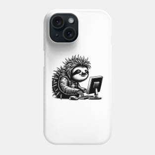 Punk Rock Goth Sloth on Computer Vintage Style Phone Case