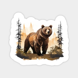 Watercolor Grizzly Bear Magnet