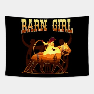 Barn Girl I Equestrian Pony Horse Fan Tapestry