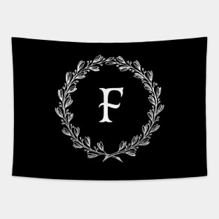 Beautiful Letter F Alphabet Initial Monogram Wreath Tapestry