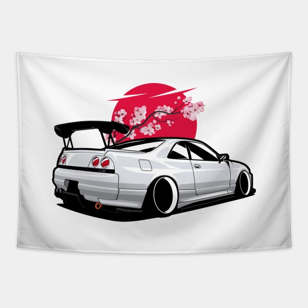 White Skyline GTR R33 Tapestry by KaroCars