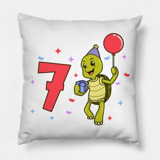 I am 7 with turtle - kids birthday 7 years old Pillow