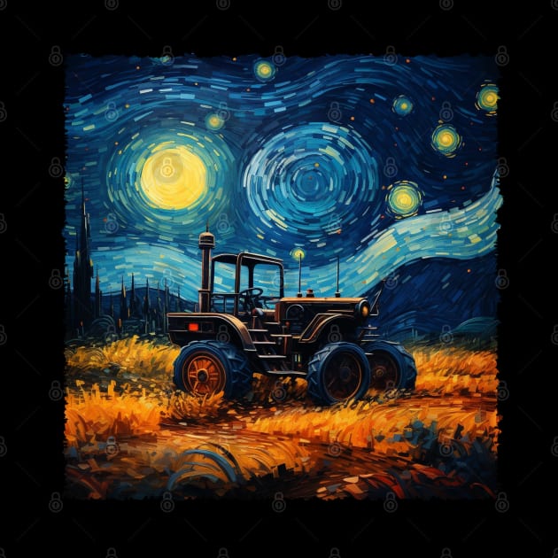 Tractor Starry Night Farmer's Delight, Rural Roots Tee Collection by JocelynnBaxter