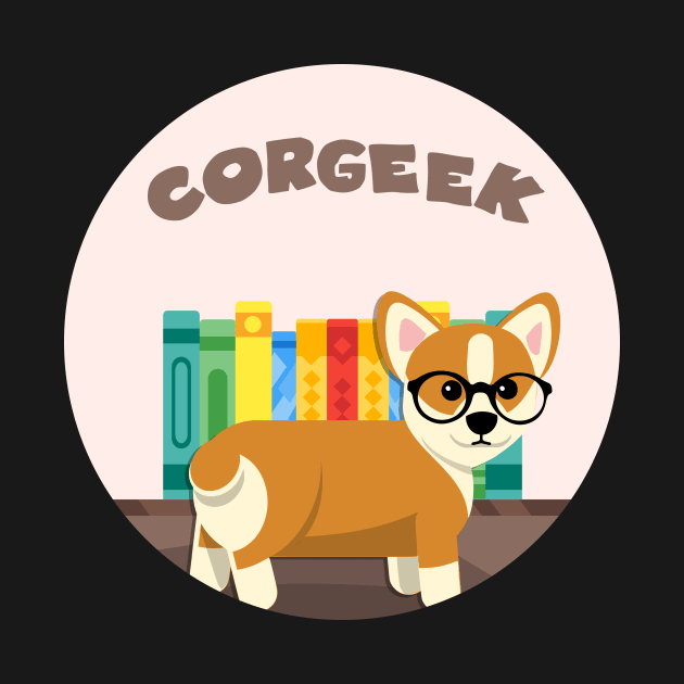 reading corgi corgeek by GoranDesign