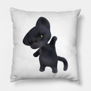 3D rendering of an adorable black Kitten Pillow