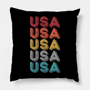 USA SPORT ATHLETIC 70S STYLE U.S.A INDEPENDENCE DAY 4TH JULY Pillow