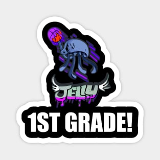 1St Grade - Jellyfish - Basketball Player - Sports Athlete - Vector Graphic Art Design - Typographic Text Saying - Kids - Teens - AAU Student Magnet