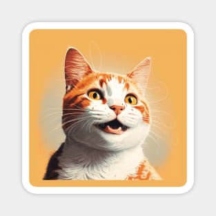 Smiling realistic illustration of ginger cat Magnet
