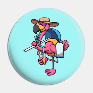 Flamingo On The Beach Pin