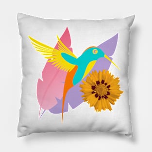 Hummingbird in Colors Pillow