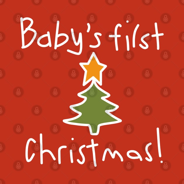 Babys First Christmas Graphic in White by ellenhenryart