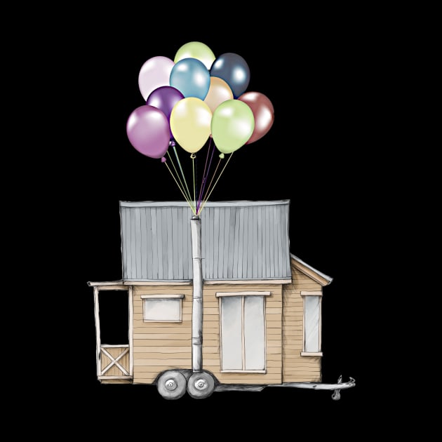 Up! Tiny House On Wheels With Balloons In Chimney, Like Up Movie by iosta