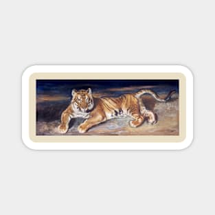 Reclining Tiger by Antoine-Louis Barye Magnet