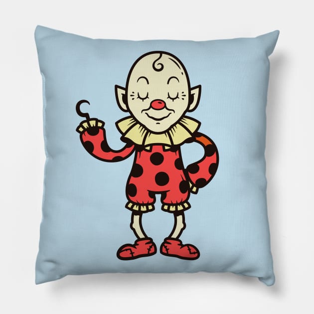 Vintage Creepy Circus Clown Cartoon Pillow by SLAG_Creative