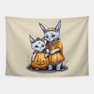 Kittens celebrating Halloween Tapestry