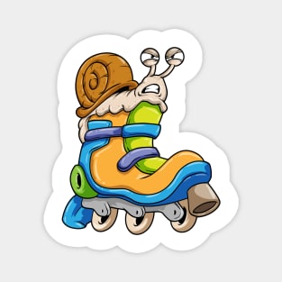 Snail as Inline skater with Inline skates Wheels Magnet