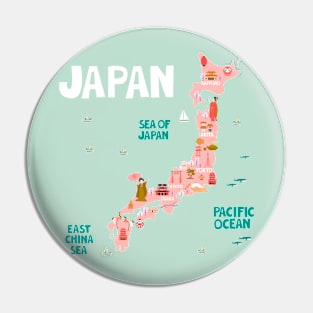 Japan Illustrated Map Pin