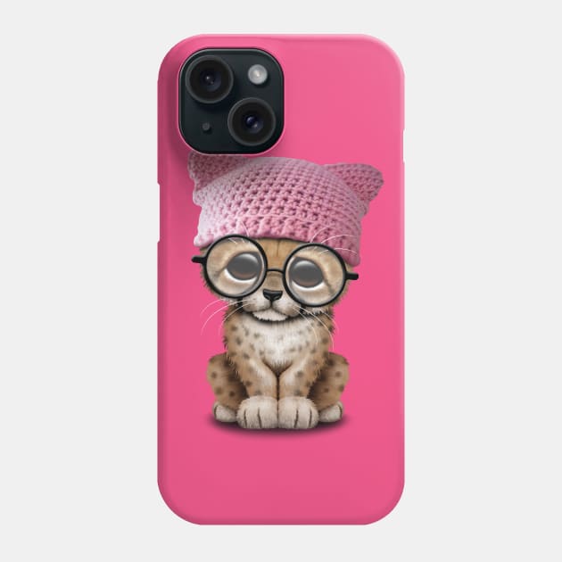 Cute Cheetah Cub Wearing Pussy Hat Phone Case by jeffbartels