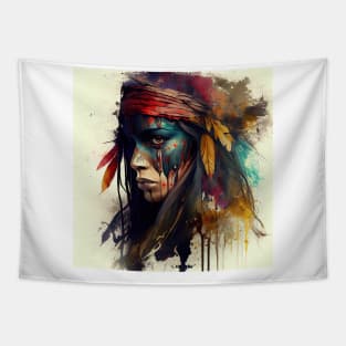 Powerful American Native Warrior Woman #3 Tapestry