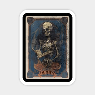 The Reader Distressed Skeleton Halloween Tarot Card Magnet