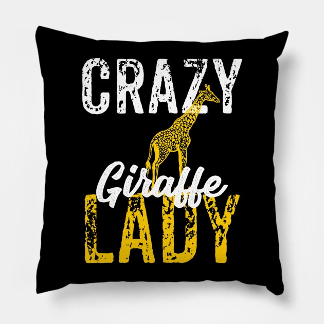 Crazy Giraffe Lady Pillow by jmgoutdoors