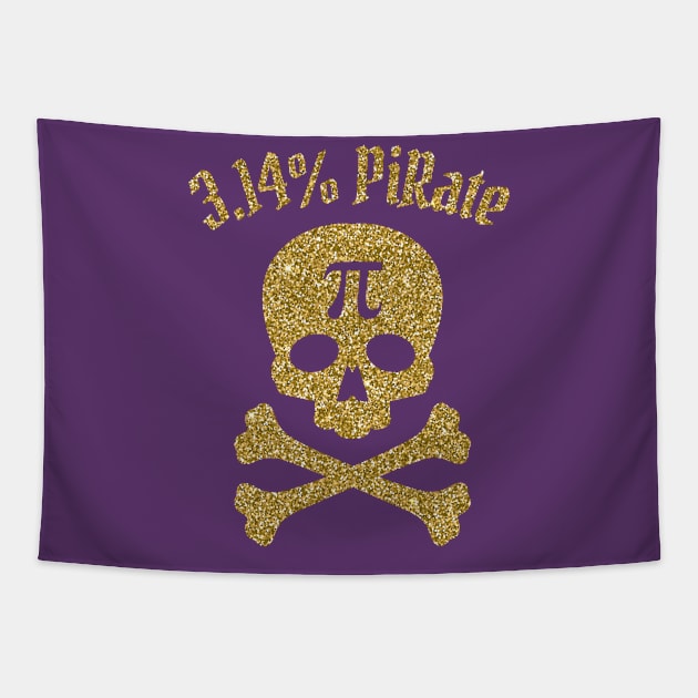 Pi Day, Pi Number, Cute Golden Jolly Roger, Pi Day Gift Tapestry by The Dream Team