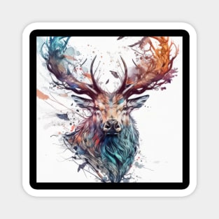 Deer Stag Portrait Animal Painting Wildlife Outdoors Adventure Magnet