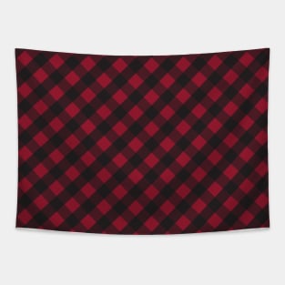 Rich Red and Black Check Gingham Plaid Tapestry