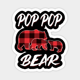 Pop Pop Bear Red Plaid Christmas Pajama Matching Family Gift Magnet