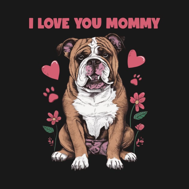 I Love You Mommy, Cute Bulldog Mom Mothers Day by ANAREL