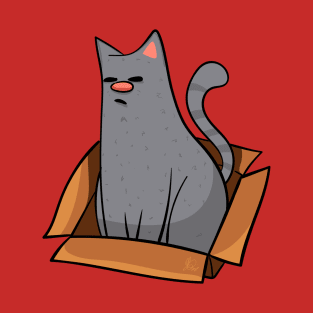 Russian Blue Cat in a Box Design T-Shirt