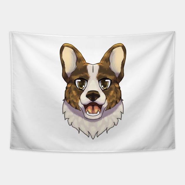 Brindle Corgi Tapestry by Bamsdrawz