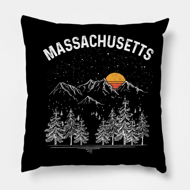 Vintage Retro Massachusetts State Pillow by DanYoungOfficial