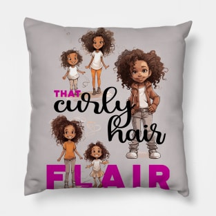 That curly hair flair for kids - black text Pillow