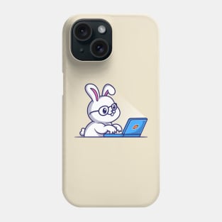 Cute Rabbit Working On Laptop Cartoon Phone Case