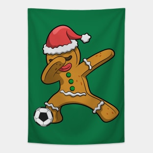 Soccer Dabbing Gingerbread Man Christmas Tapestry