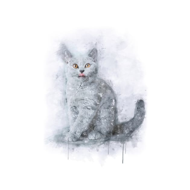 British shorthair kitten watercolor by PetsArt