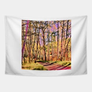 Slender Trees in Autumn Tapestry