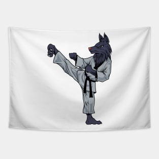 Cartoon Wolf does Tang Soo Do Tapestry