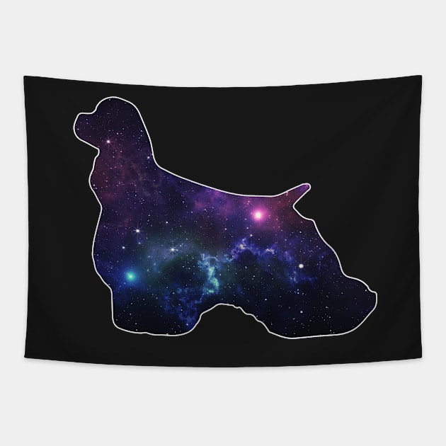 Galaxy American Cocker Spaniel Silhouette Tapestry by doglovershirts