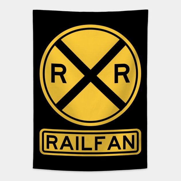 Railroad Crossing Sign Railfan Tapestry by Huhnerdieb Apparel