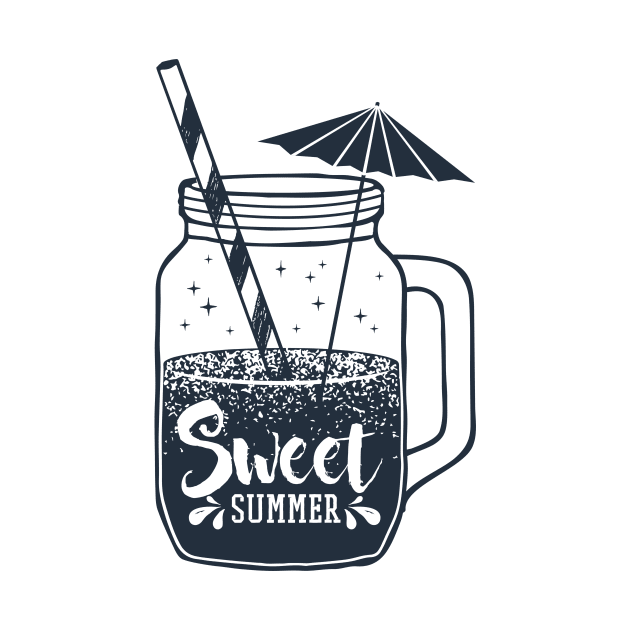 Hand Drawn Summer Cocktail In Jar by SlothAstronaut