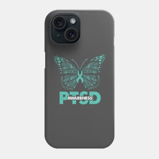 PTSD awareness ribbon and butterfly Phone Case