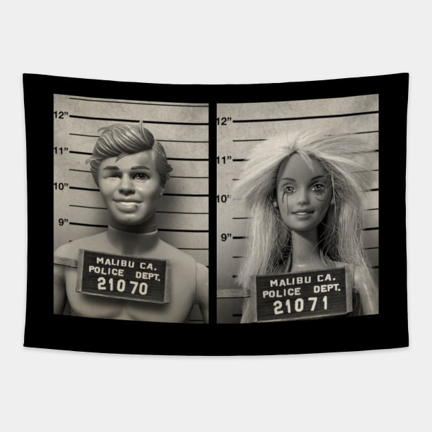 Barbie and Ken Mugshots by Buck Tee Tapestry by Buck Tee