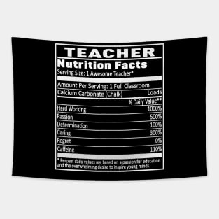 Teacher Nutrition Facts Funny T-Shirt 5 Colors Tapestry