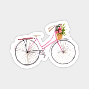 Watercolor bicycle with flower basket Magnet