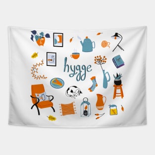 Hygge. Concept of Scandinavian lifestyle. Tapestry